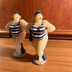 Vtg Boston Warehouse Bathing Beauty Candles Set 2 Retro Beach Figures Wax 8"